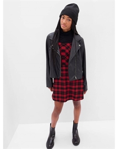 Подростковое клетчатое платье на бретелях, красный Gap