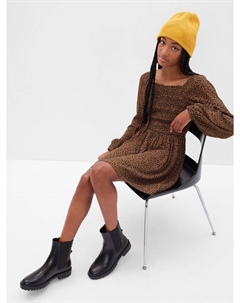 Подростковое леопардовое платье lenzing ecovero, коричневый Gap