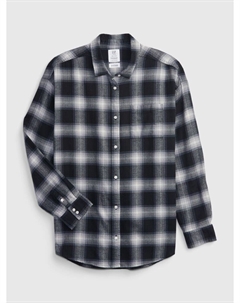 Детская фланелевая рубашка в клетку из органического материала, черный Gap