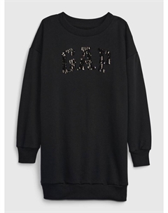 Детское платье-толстовка с логотипом, черный Gap