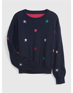 Детский свитер спицами со звездами., синий Gap