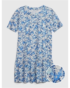Детское платье с цветочным узором, синий Gap