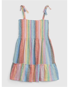 Полосатое льняное платье, мультиколор Gap