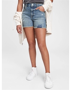 Джинсовые шорты из эластичного денима с высокой посадкой для подростков, синий Gap