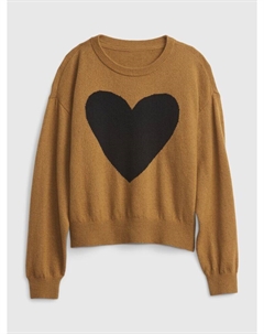 Детский свитер с сердечком, коричневый Gap