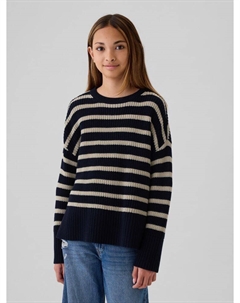 Детский свитер в полоску оверсайз, синий Gap