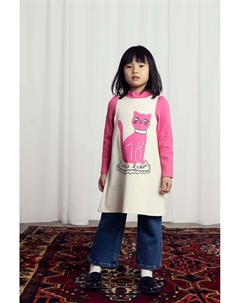 Мини-платье Rodini из хлопка для девочки Кошка, розовый Mini rodini