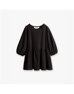 Платье из хлопкового трикотажа с фактурными рукавами-фонариками на возраст 2-10 лет, черный H&m adorables