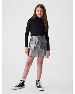 Детская джинсовая юбка карго с эффектом металлик, серый Gap