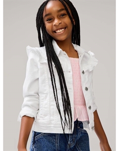 Детская джинсовая куртка с рюшами, белый Gap