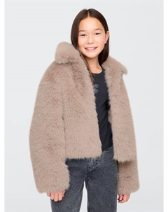 Детское укороченное пальто из искусственного меха, коричневый Gap