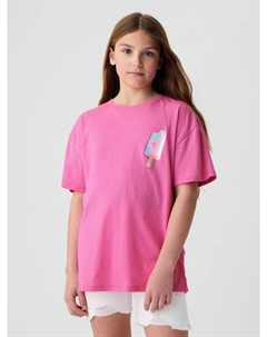 Детская хлопковая футболка, розовый Gap