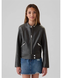 Детская куртка из искусственной кожи, черный Gap