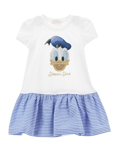 Платье-футболка со стразами, белый Monnalisa