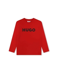Хлопковая футболка с длинными рукавами для мальчиков, красный Hugo