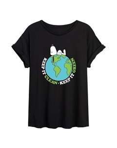 Футболка с струящимся рисунком Snoopy Juniors' Peanuts «Keep It Clean, Keep It Green» Licensed character