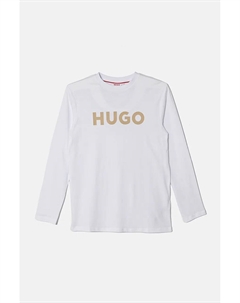 Хлопковая футболка с длинными рукавами для мальчиков, белый Hugo