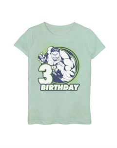 Футболка с изображением 3-го дня рождения для девочек 7–16 лет, значок «Марвел, Мстители, Халк» Marvel