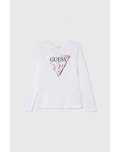 Хлопковая рубашка с длинными рукавами для мальчиков и девочек, белый Guess