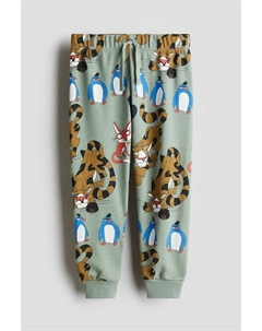 Джоггеры с принтом, хаки H&m