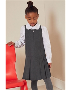 Школьное платье с подтяжками на молнии, серый Next