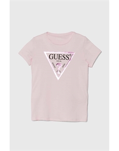 Детская хлопковая футболка, розовый Guess