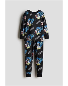 Пижама из хлопкового джерси с принтом, черный H&m