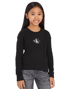 Свитер maglioncino con logo ricamato, черный Calvin klein