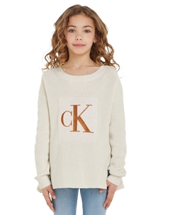Свитер maglioncino bambina relaxed, белый Calvin klein