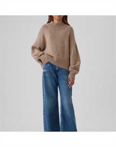 Свободный свитер с воротником-стойкой, бежевый Gap