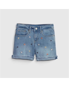 Шорты с цветочной вышивкой, синий Gap