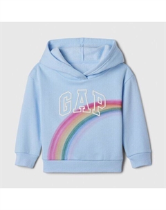 Свитшот с капюшоном и принтом радуги и логотипа, голубой Gap