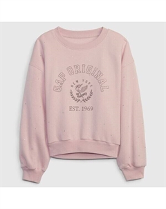 Свитшот с логотипом и стразами, розовый Gap