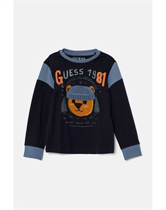Хлопковая рубашка с длинными рукавами для мальчиков и девочек, темно-синий Guess