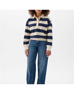 Толстовка поло с полосатым узором и вышитым логотипом, синий Gap