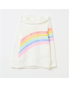Свитшот с капюшоном и принтом радуги и логотипа, белый Gap