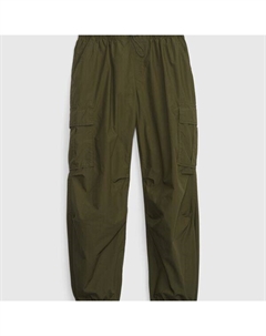 Спортивные брюки-карго из хлопка с завязками на шнурке, зеленый Gap