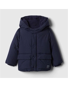 Стеганая куртка-пуховик с подкладкой из шерпы, синий Gap