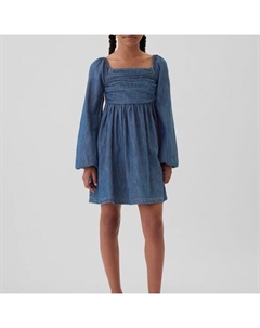 Короткое платье с рукавами-фонариками, синий Gap