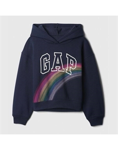 Свитшот с капюшоном и принтом радуги и логотипа, синий Gap