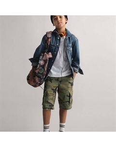 Шорты-Бермуды карго из эластичного хлопка с камуфляжным принтом, коричневый Gap