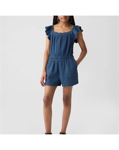 Короткий комбинезон из газа с рукавами-бабочками, синий Gap