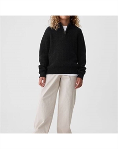 Пуловер с воротником-стойкой и полумолнией, черный Gap