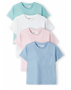 Футболка базовая 4 PACK, цвет white pink blue mint Minoti