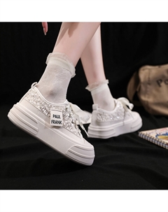 Кеды, скейтборд обувь женская низкая, светло-бежевый Paul frank