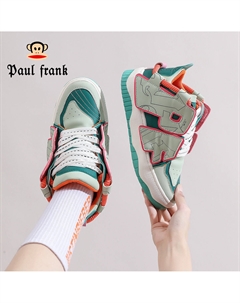 Кеды, скейтборд обувь женская средняя высота, белый/черный Paul frank