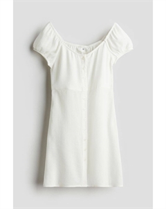 Приталенное платье с объемными рукавами, белый H&m