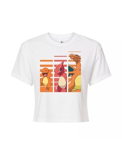 Укороченная футболка с рисунком Pokémon Charmander Evolution для юниоров, белый Licensed character