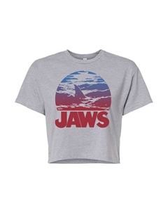 Укороченная футболка Juniors' Jaws с омбре и плавниками, серый Licensed character