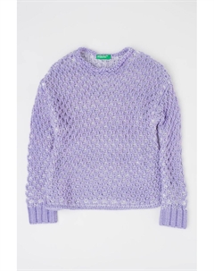 Ажурный свитер с овальным вырезом горловины, фиолетовый United colors of benetton